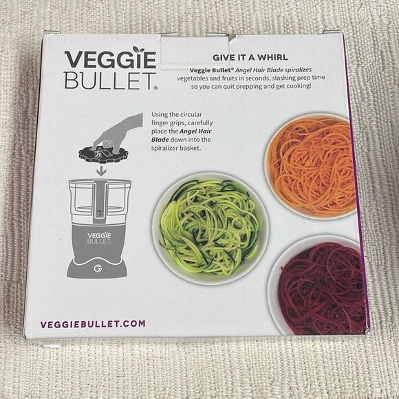 VEGGIE BULLET Angel Hair Blade Spiralizer Blade 2 mm Food Prep New In Open Box - Picture 2 of 3
